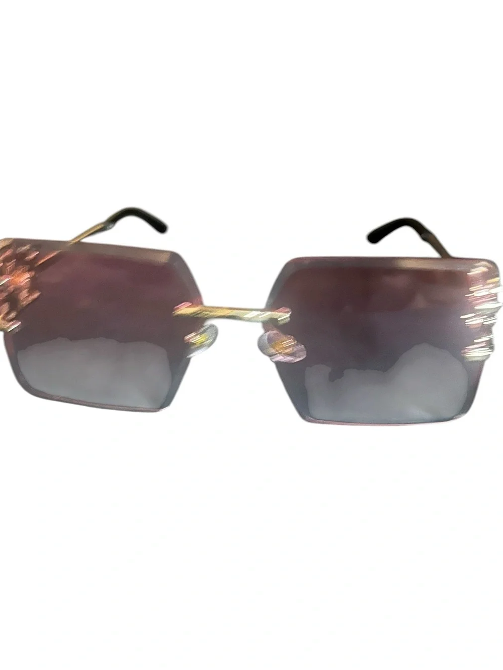 Loewe-Rimless Hexagon Sunglasses in Pink Gradient with Gold Bridge
